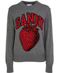 Ganni - グレー Strawberry セーター - Lyst