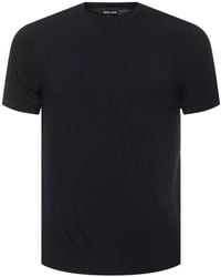 Giorgio Armani - Bedrucktes T-shirt Aus Viskosejersey - Lyst