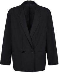 Lemaire - Double Breast Wool Blend Jacket - Lyst