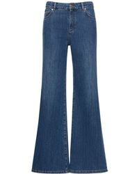 Moschino - Denim Cotton Low Rise Wide Jeans - Lyst