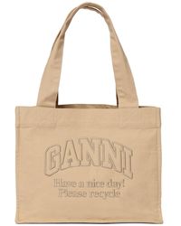 Ganni - Grand sac cabas en coton recyclé easy - Lyst