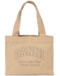 Ganni - Borsa shopping grande easy in cotone riciclato - Lyst