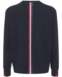 Thom Browne - Cotton Jersey Sweatshirt W/ Knit Stripe - Lyst