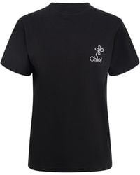 Chloé - T-shirt en jersey de coton à logo - Lyst