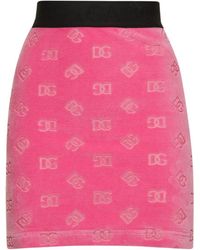 Dolce & Gabbana - Jupe courte en chenille de coton jacquard à logo - Lyst