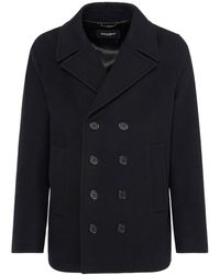 Dolce & Gabbana - Double Breasted Wool Pea Coat - Lyst