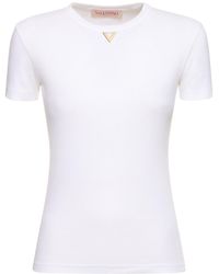Valentino - T-shirt Aus Baumwolljersey Mit Logo - Lyst