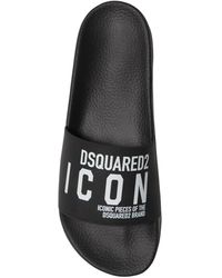 DSquared² Logo Rubber Slide Sandals - Schwarz
