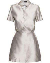 Theory - Short Sleeve Silk Satin Mini Dress - Lyst