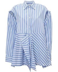 JW Anderson - Striped Cotton Poplin Peplum Drape Shirt - Lyst