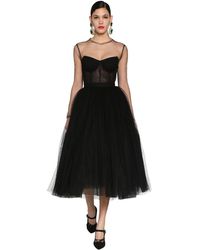 Dolce & Gabbana Midikleid Aus Netz Und Tüll - Schwarz