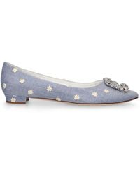 Manolo Blahnik - 10mm Hangisiflat Canvas Ballerina Flats - Lyst