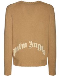 Palm Angels - Curved Logo Wool Blend Knit Sweater - Lyst