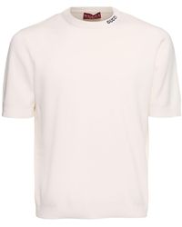 Gucci - T-shirt in seta e cotone con logo a intarsio - Lyst