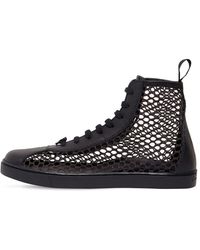 Gianvito Rossi 20mm Helena Leather & Mesh Trainers - Black