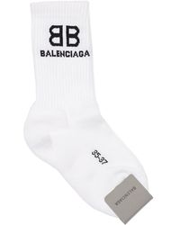 Balenciaga Logo Cotton Sport Socks - White