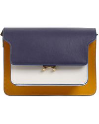Marni Schultertasche Aus Leder "medium Trunk" - Blau