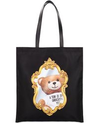 Moschino Leather Teddy Bear-print Tote Bag in Natural | Lyst