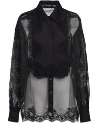 Dolce & Gabbana - Camisa de seda con organza y encaje - Lyst