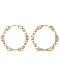 Burberry Bolt Crystal Hexagonal Hoops Earrings - Metallic
