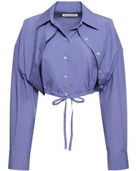 Alexander Wang - Double Layered Cotton Crop Shirt - Lyst