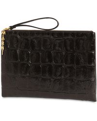 Marni Pochette Media "Artz" In Pelle Stampa Coccodrillo - Nero