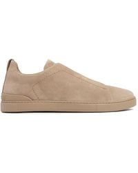 ZEGNA - Triple Stitch Leather Low-top Sneakers - Lyst