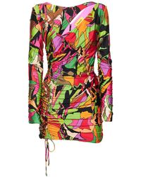 Dundas Blitz Printed Jersey Cutout Mini Dress - Multicolour