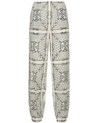 Tory Burch - Printed Cotton Trousers - Lyst