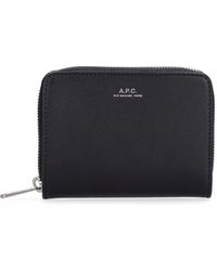A.P.C. Brieftasche Aus Leder Mit Zipper Und Logodruck - Schwarz