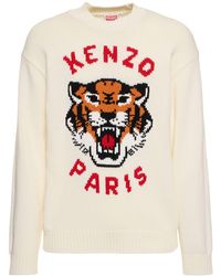KENZO - Tiger Cotton Blend Knit Sweater - Lyst