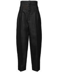 Victoria Beckham - Double Waistband Wool Wide Leg Pants - Lyst
