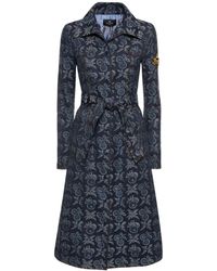 Etro - Embroidered Denim Belted Long Coat - Lyst
