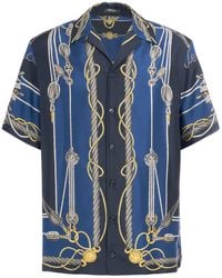 Versace - Short-sleeve Brand-print Regular-fit Silk Shirt - Lyst