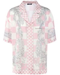 Versace - Camisa de seda con manga corta - Lyst
