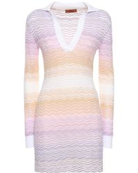 Missoni - Chevron Cotton Blend Knit Mini Dress - Lyst