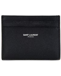 Saint Laurent - Portacarte in pelle con logo - Lyst
