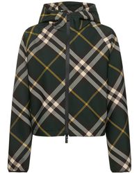 Burberry - Check Tech Hooded Cropped Jacket - Lyst