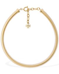 Tory Burch Snake Chain Collar Necklace - Metallic