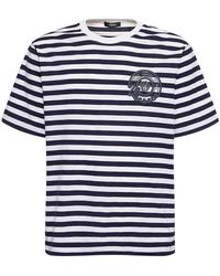 Versace - Logo Striped Cotton T-shirt - Lyst