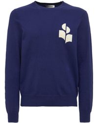 Isabel Marant Baumwolle Sweater Aus Baumwoll/wollstrick Mit Logo in Blau für Herren Herren Bekleidung Pullover und Strickware Rundhals Pullover 