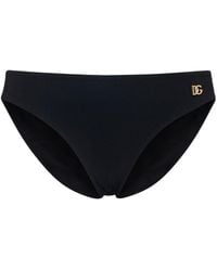 Dolce & Gabbana - Slip bikini in lycra con logo - Lyst