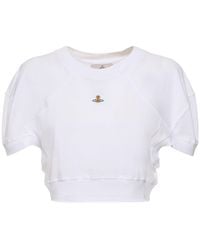 Vivienne Westwood - T-shirt cropped in cotone con logo - Lyst