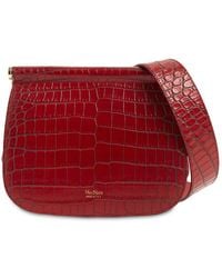 Max Mara Silvia2 Croc Embossed Leather Bag - Red