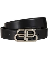 Balenciaga - 3.5Cm Bb Reversible Leather Belt - Lyst