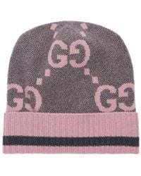 Gucci - Mütze Aus Kaschmirstrick Mit GG Motiv - Lyst