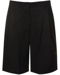 Totême - Relaxed Pleated Twill Cotton Shorts - Lyst