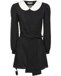 Maison Margiela - Belted Wool Crepe Playsuit W/ Collar - Lyst