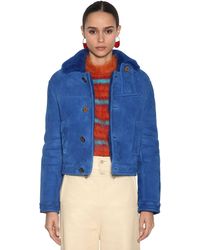 Marni Jacke Aus Shearling - Blau