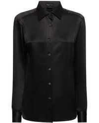 Tom Ford - Silk Satin Shirt W/ Pleated Front - Lyst